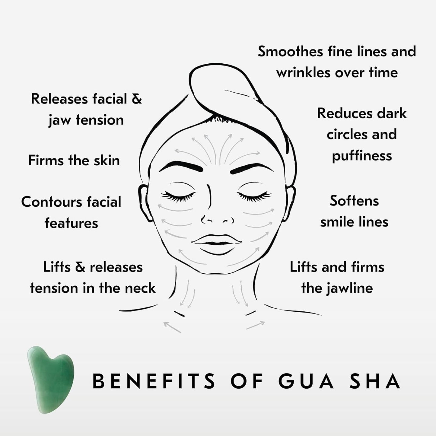 Jade Gua Sha Facial Tools, Face Sculpting Skin Care Guasha Tool for Face and Body, Self Care Facial Massager to Relieve Muscle Tension and Reduce Puffiness