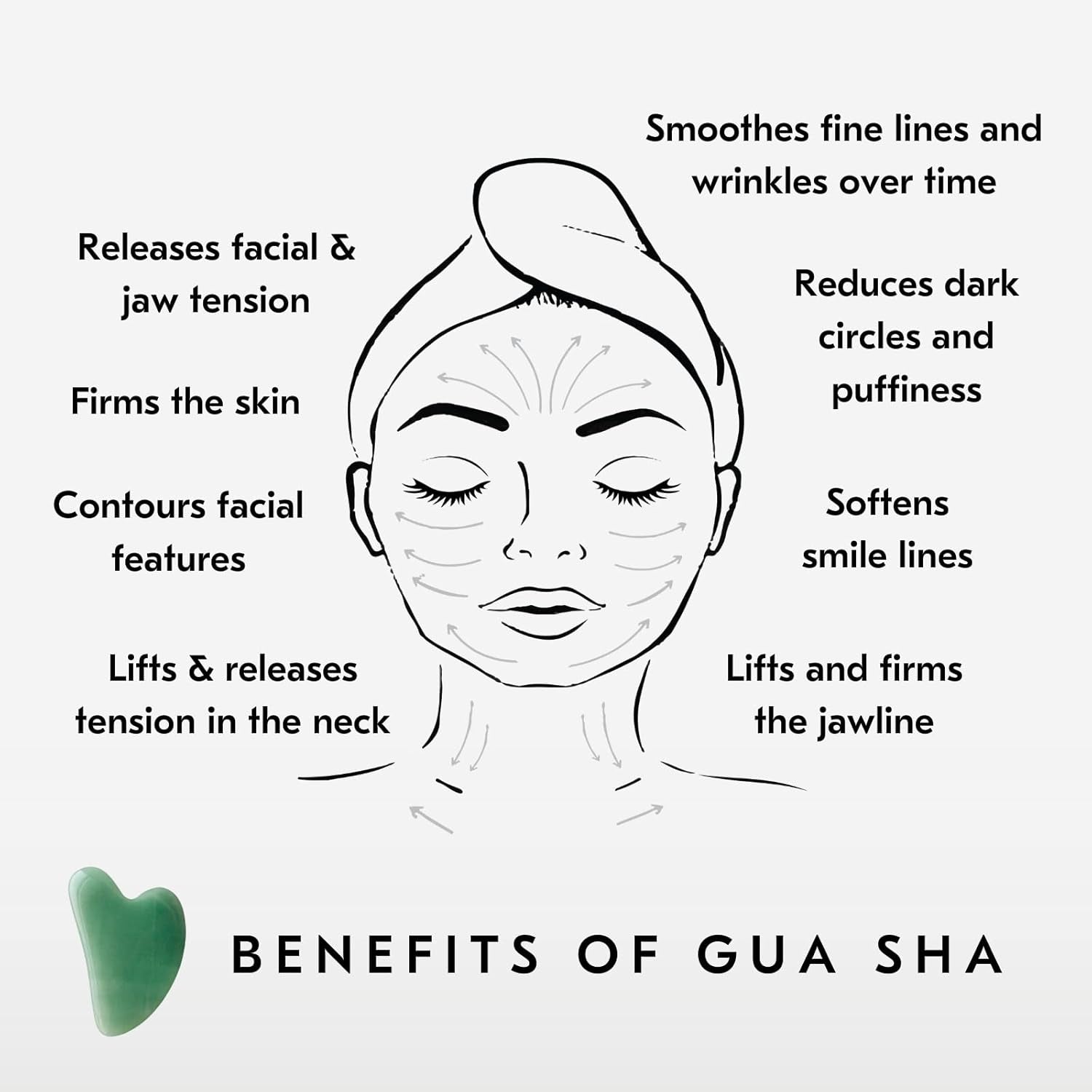 Jade Gua Sha Facial Tools, Face Sculpting Skin Care Guasha Tool for Face and Body, Self Care Facial Massager to Relieve Muscle Tension and Reduce Puffiness