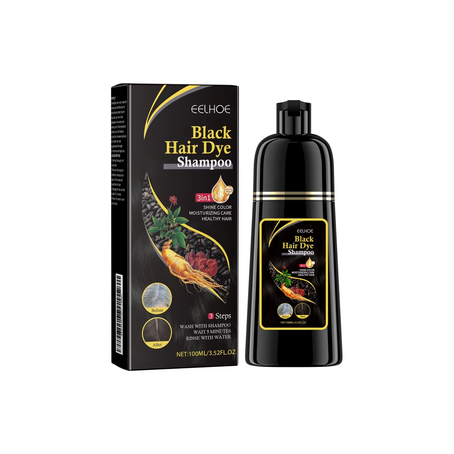 Natural Herbal Hair Dye Shampoo for Hair Loss Moisturizing Hair Darkening Strengthen Magic Polygonum Multiflorum Shampoo