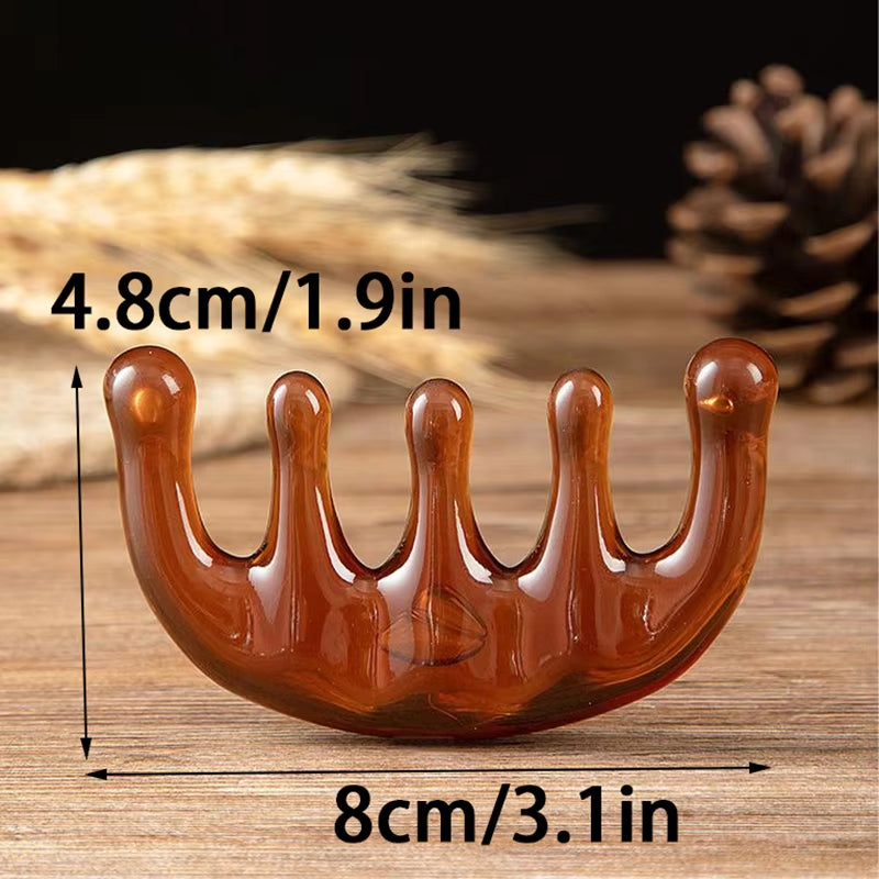 Five Claw Natural Resin Scalp Massager Gua Sha Tool Back Scratcher Protable Handheld Spa Head Meridian Massage Comb Hair Care