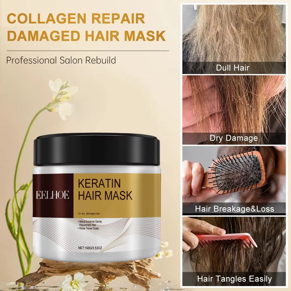 Collagen Hair Mask Keratin Hair Treatment Deep Repair Argan Oil Collagen Essence Keratin Conditioner for Dry Damaged Hair