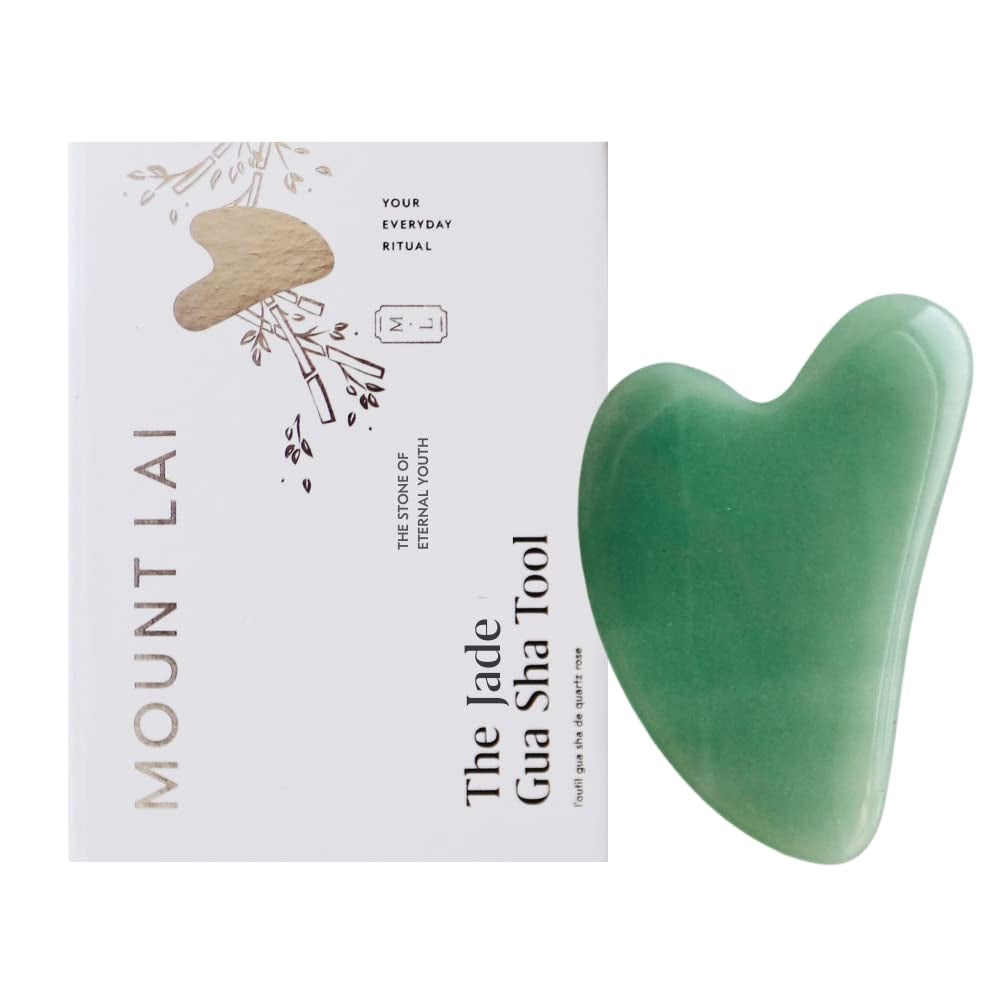 Jade Gua Sha Facial Tools, Face Sculpting Skin Care Guasha Tool for Face and Body, Self Care Facial Massager to Relieve Muscle Tension and Reduce Puffiness