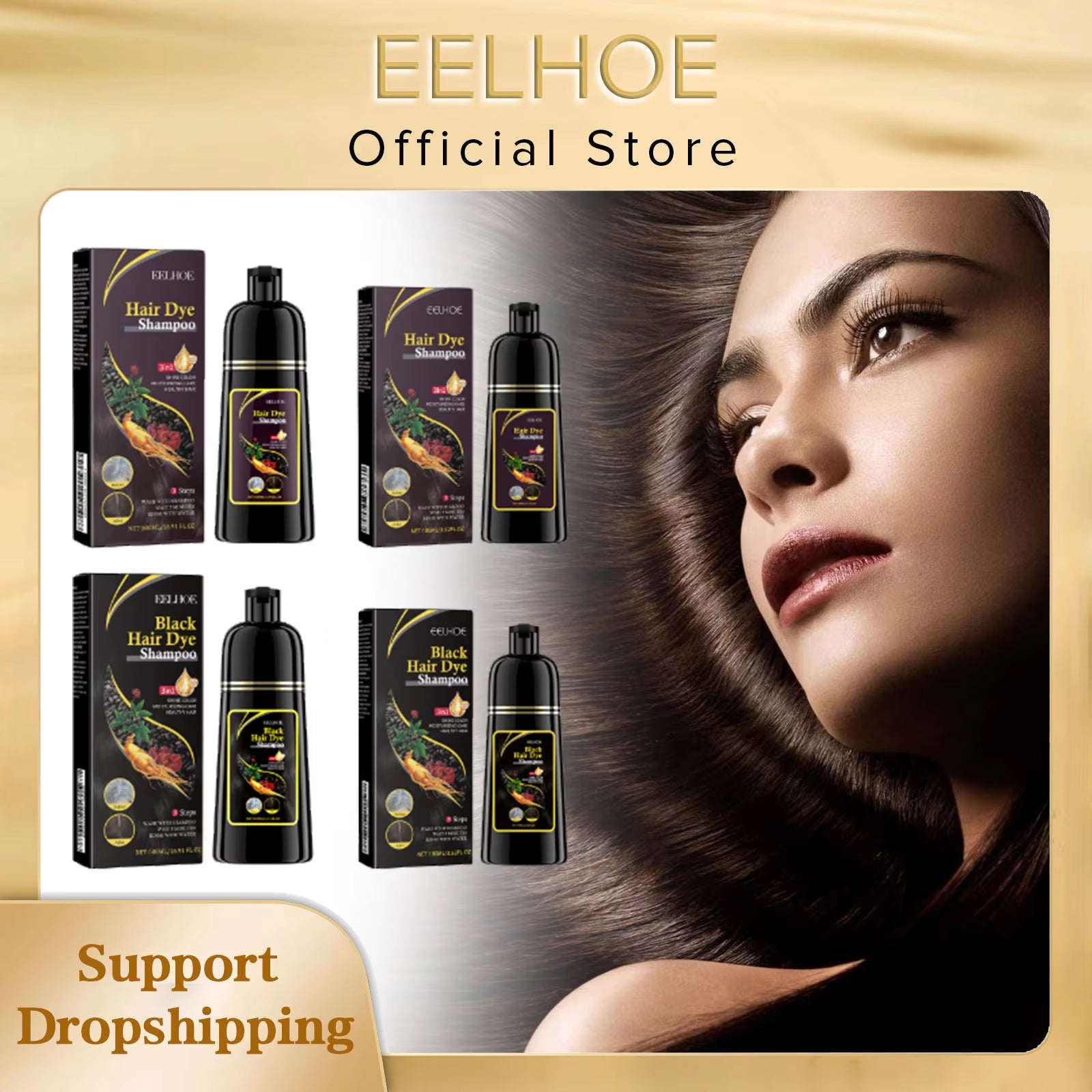 Natural Herbal Hair Dye Shampoo for Hair Loss Moisturizing Hair Darkening Strengthen Magic Polygonum Multiflorum Shampoo