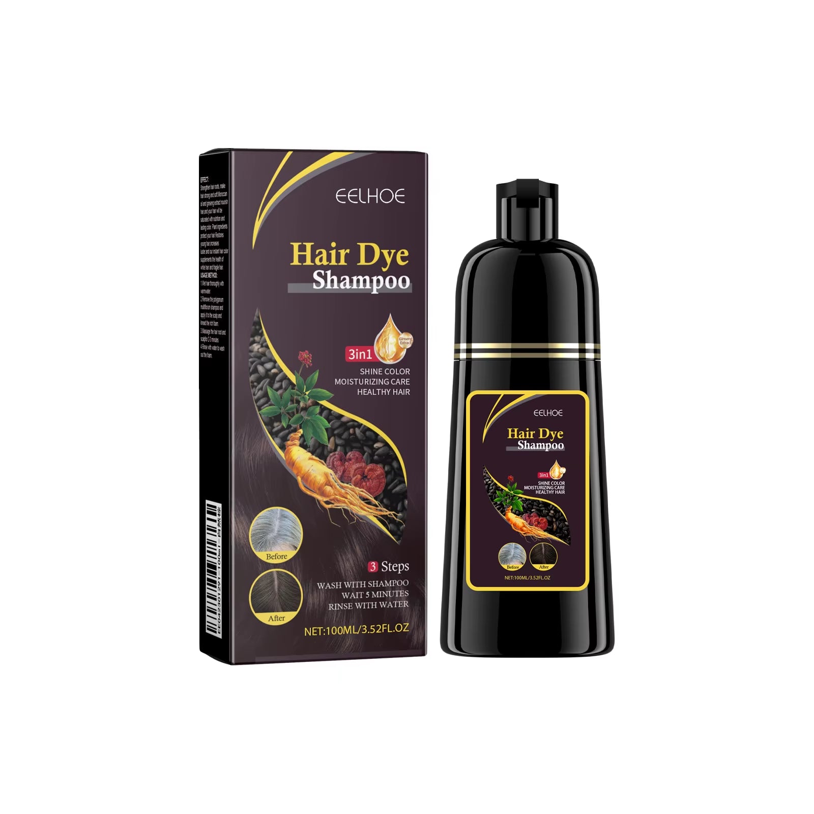 Natural Herbal Hair Dye Shampoo for Hair Loss Moisturizing Hair Darkening Strengthen Magic Polygonum Multiflorum Shampoo