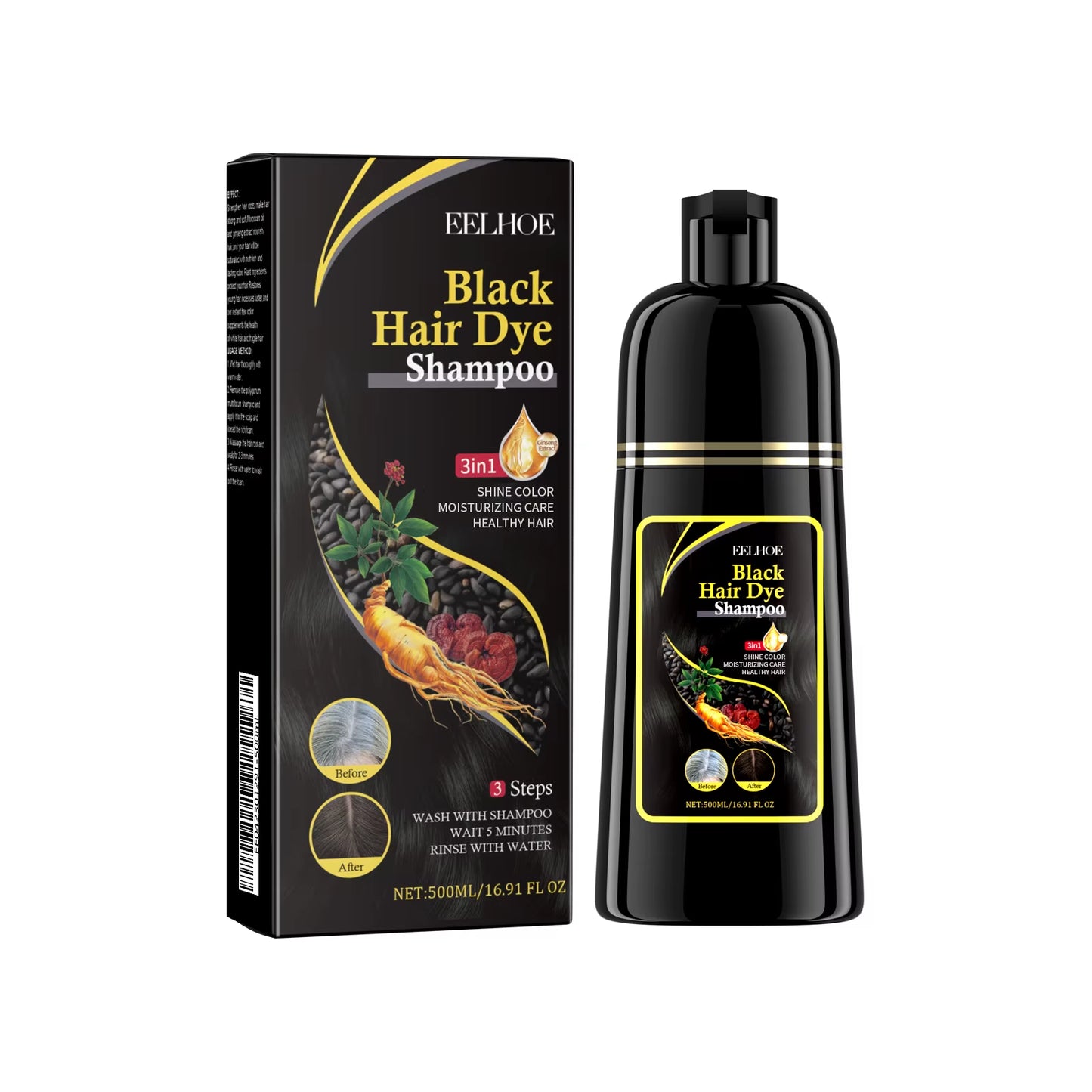 Natural Herbal Hair Dye Shampoo for Hair Loss Moisturizing Hair Darkening Strengthen Magic Polygonum Multiflorum Shampoo