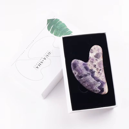 Amethyst Gua Sha Scraping Board Purple Guasha Gouache Scraper Face Massager Crystal Jade Stone Facial Massage Skincare Tool